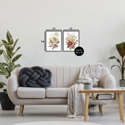 Mixed Flower Bushels 2pc Framed Giclee Set, design by Lettered and Lined