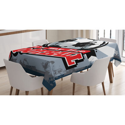 Nappe de soccer, «Football Is My Life Words In Vintage Grungy», graphisme, équipe de sports de but, housse de table rectangulaire pour décor de cuisine de salle à manger, 52 po x 70 po, bleu noir rouge