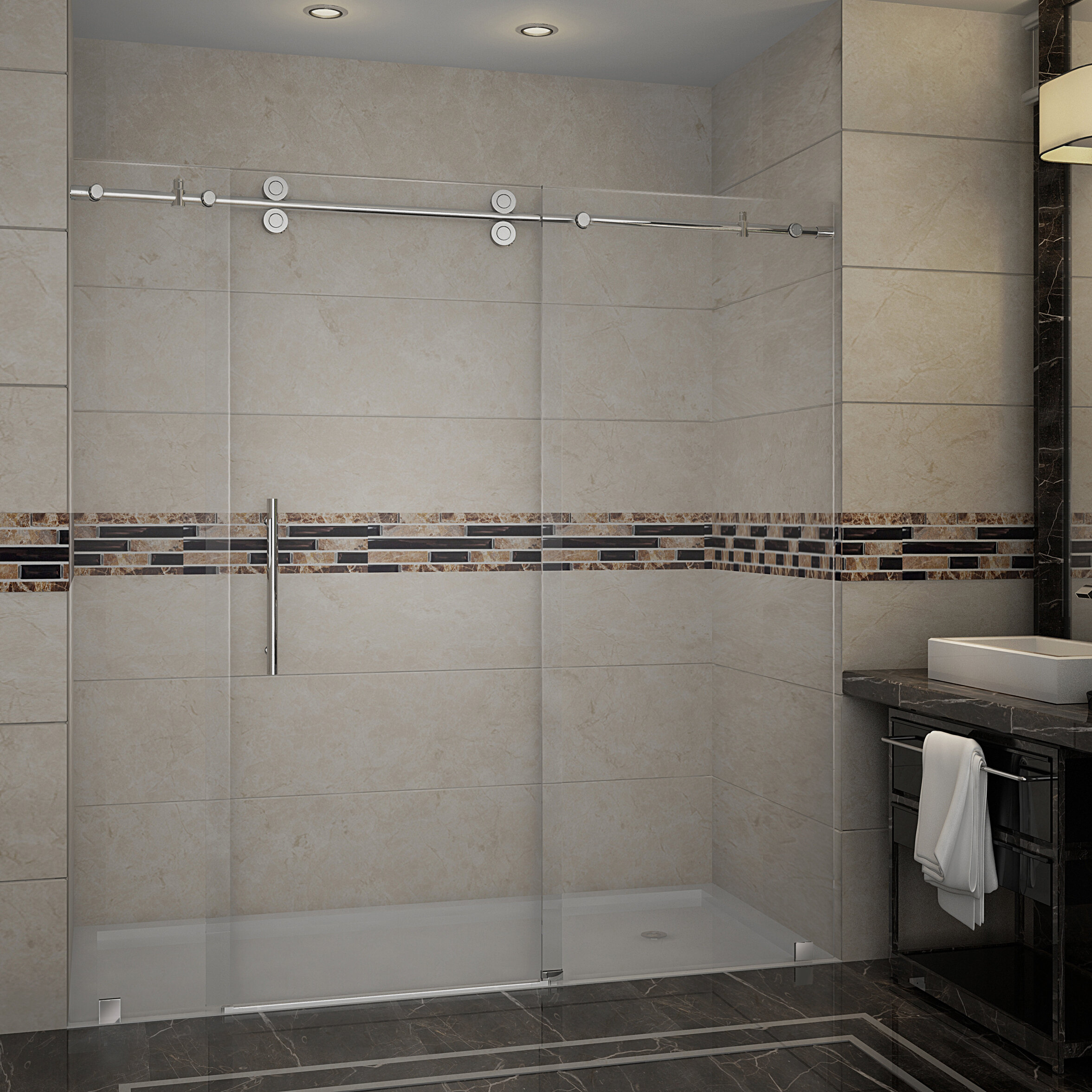 Aston Langham 75 H Single Sliding Frameless Shower Door