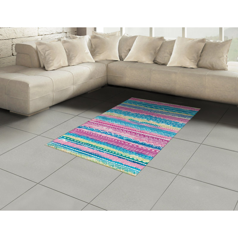 Tribal High Density Long Fiber Poly Threads Decorative Area Rug Carpet, Rectangle 4' x 5'8"