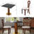 Modern 3 Piece Dining Table and Chair Set with Sintered Stone or Glass Square Table Top, Boomerang Shaped Solid Wood Dining Table with Two Solid Wood Dining Chairs - Small Space Kitchen Table and Chair Set with Gold Stainless Steel Base-1745555456