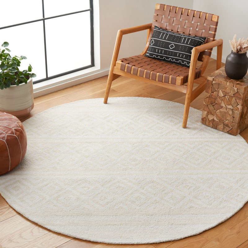 Certalich Hand Tufted Performance Geometric Rug, Round 6'