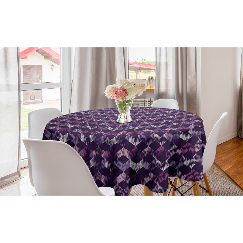 Ambesonne Abstract Round Tablecloth, Repeating Pattern Of Dreamy Motif In Colors, Circle Table Cloth Cover For Dining Room Kitchen Decoration, 60", Purple Fuchsia