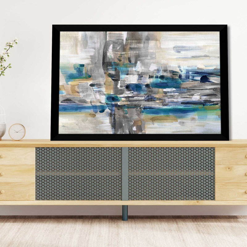 «Burnt Pine II» par Susan Jill - Peinture, L 39,5 po x H 27,5 po, Cadre noir