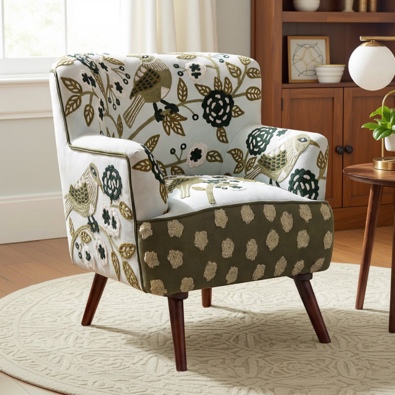 Chaise d'appoint Obara, Vert/Ivoire