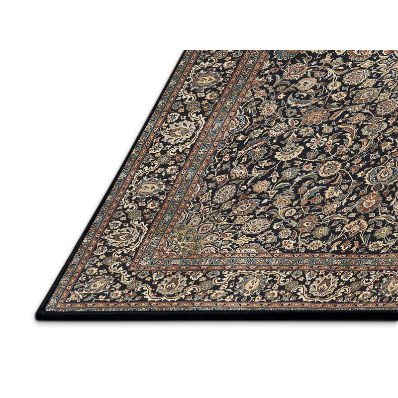 Tapis traditionnel noir / beige Genibrel, Rectangle 4 pi x 6 pi