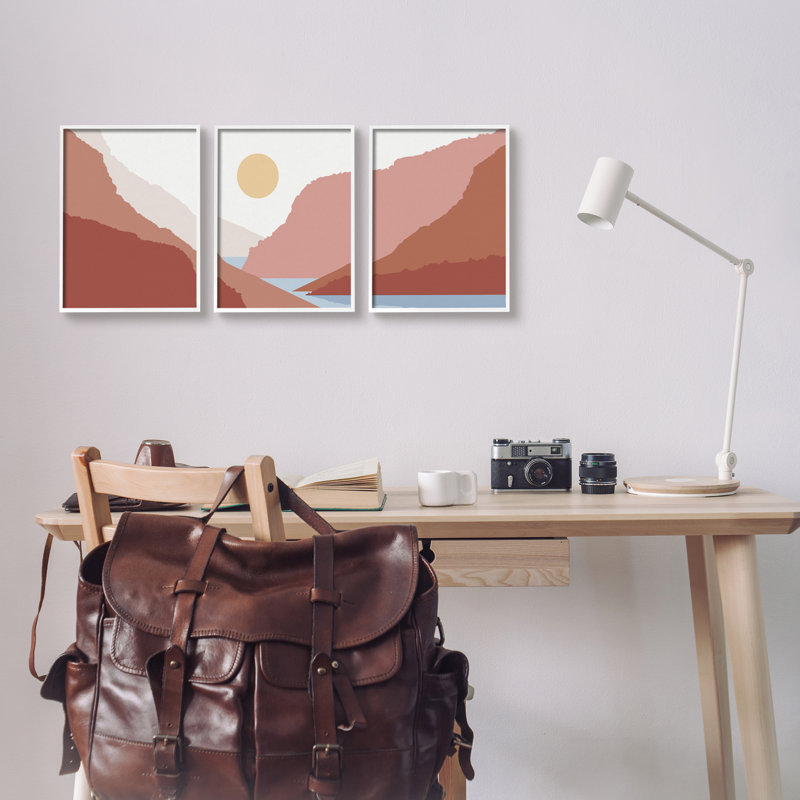 «Southwestern Stream Flowing Mountain Landscape Collage» par Urban Epiphany, ensemble de 3 impressions