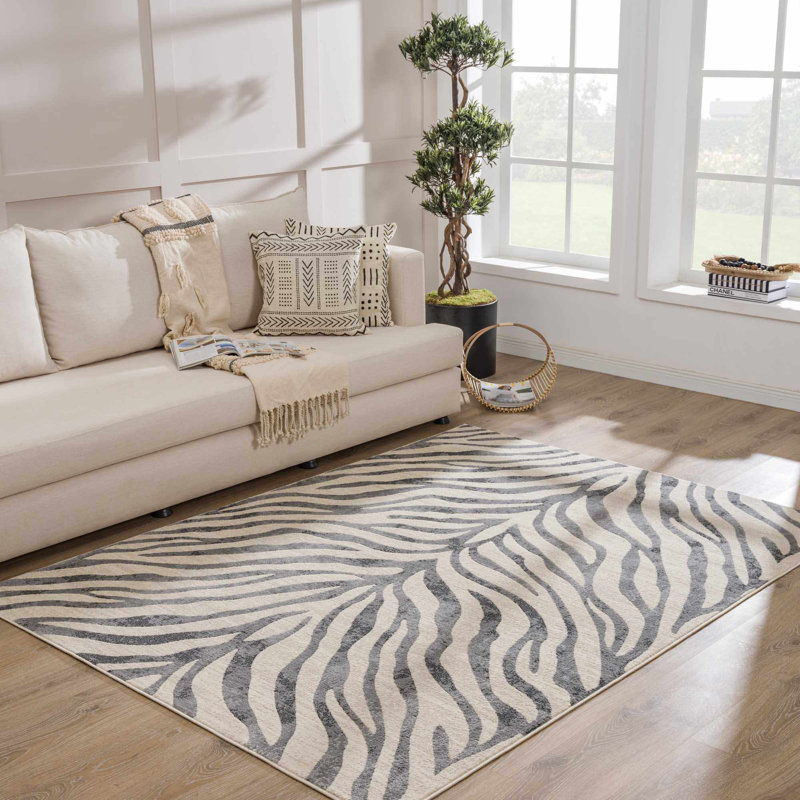 Edsel Animal Print Taupe/Light Grey Area Rug, Rectangle 7'10" x 10'3"