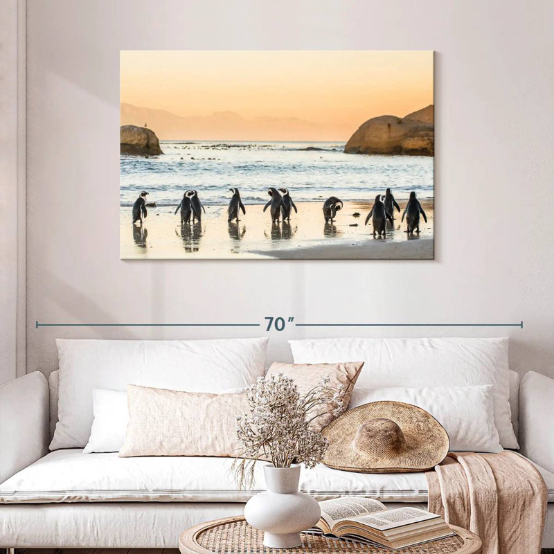 Brampt Penguins On The Shore, 30'' H X 45'' W