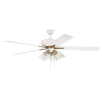 Ventilateur de plafond standard à DEL à 5 pales de 60 po Super Pro avec chaîne de traction et ensemble d'éclairage inclus