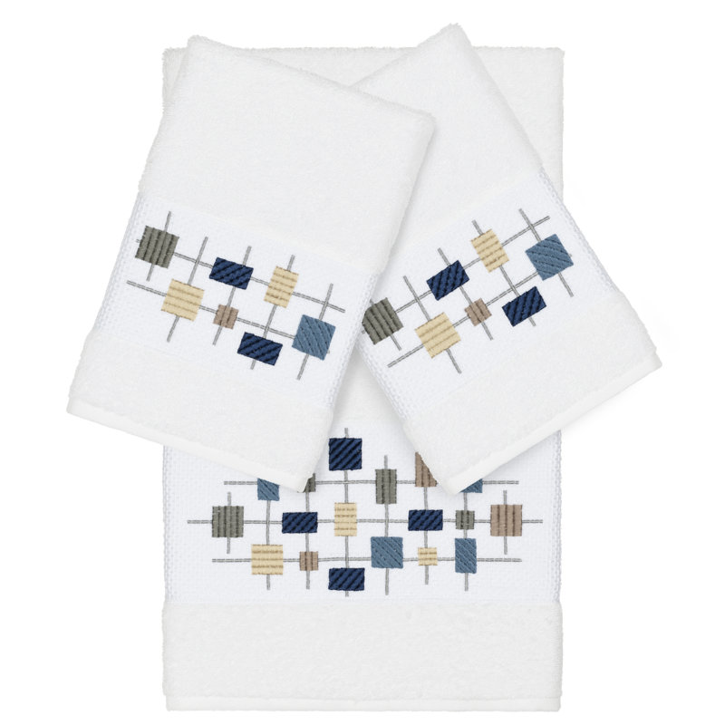 Khloe 3 Piece Turkish Cotton Towel Set, White