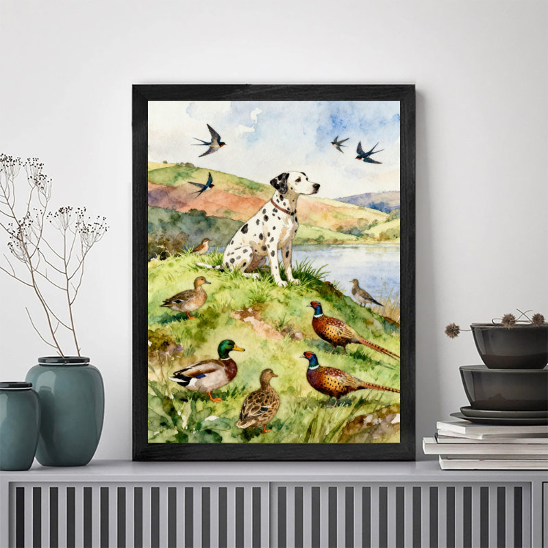Reproduction d'art rétro encadrée noire «Coexistance de la vie en écologie naturelle», H 17 po x l 13 po