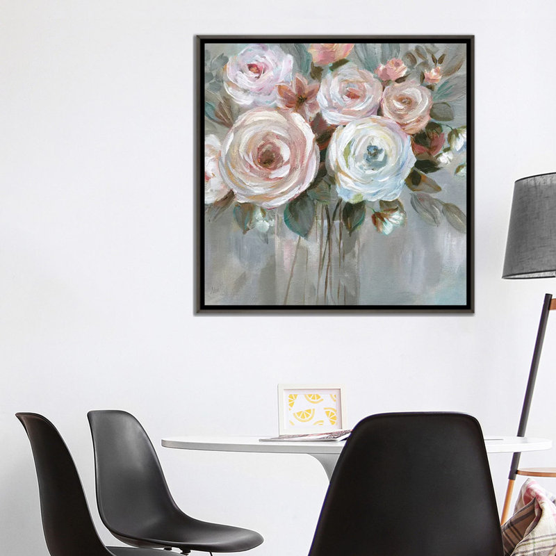 «Bouquet In Blush» par Nan - impression, H 37 po x l 37 po x P 1,5 po, Cadre rustique foncé