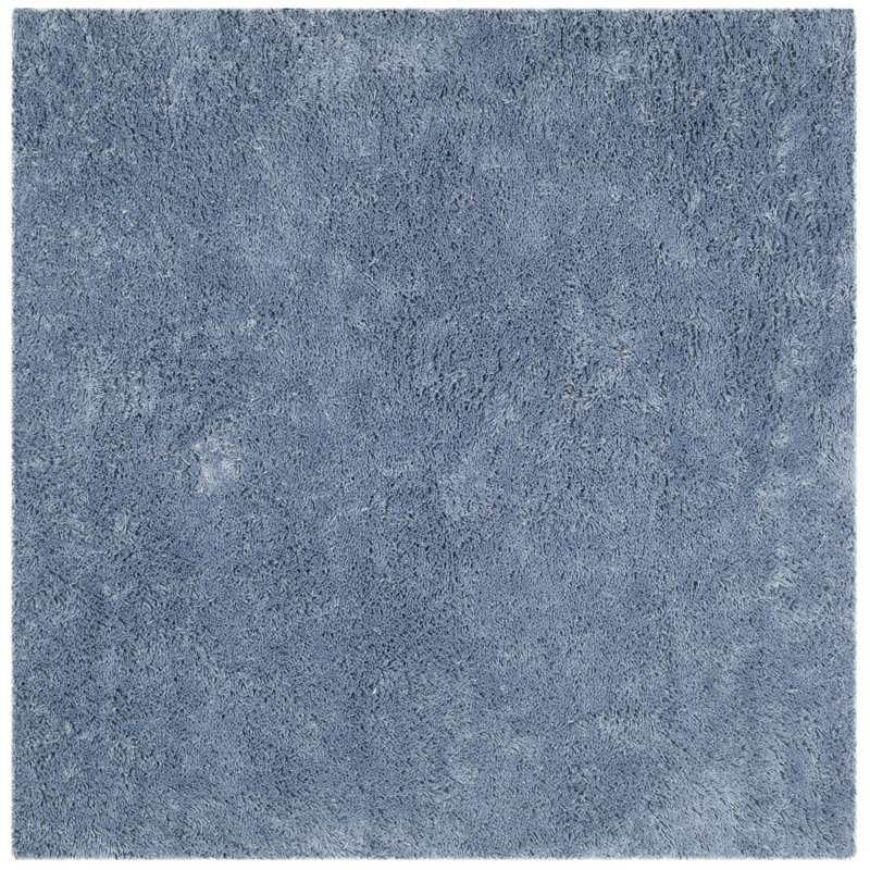 Tapis bleu clair touffeté à la main Assar, Carré 7 pi
