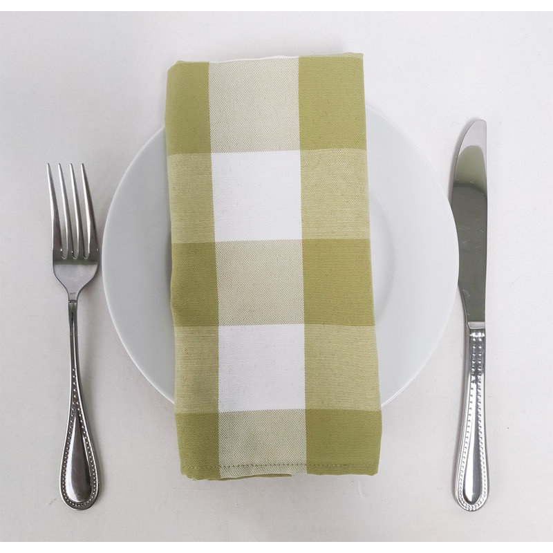 Kerstine Polyester Checkered Rectangle Napkin, Lime