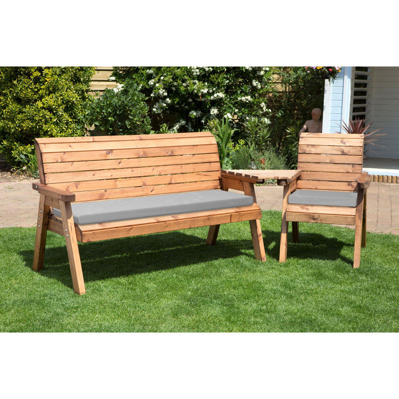 Galindo Solid Wood Pine Outdoor Bench, Grey