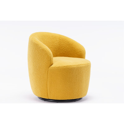 Yellow Upholstered Armchair With Metal Ring And 25.97 In. Seat Width Foam Padding