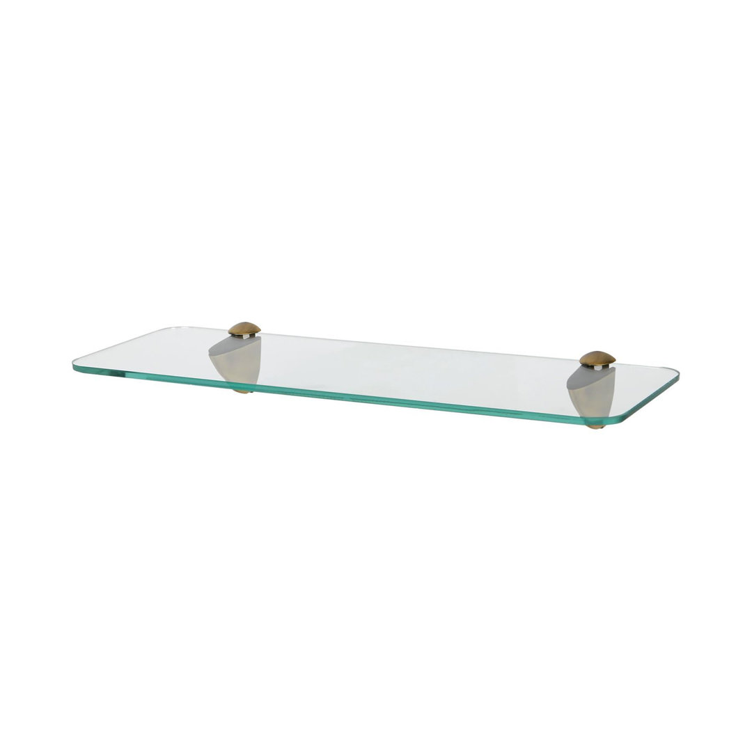 B&Q - Rounded Floating Glass Shelf40CmGold BracketsBathroom Shower Storage Vanity Display Unit Shelf - Image 2