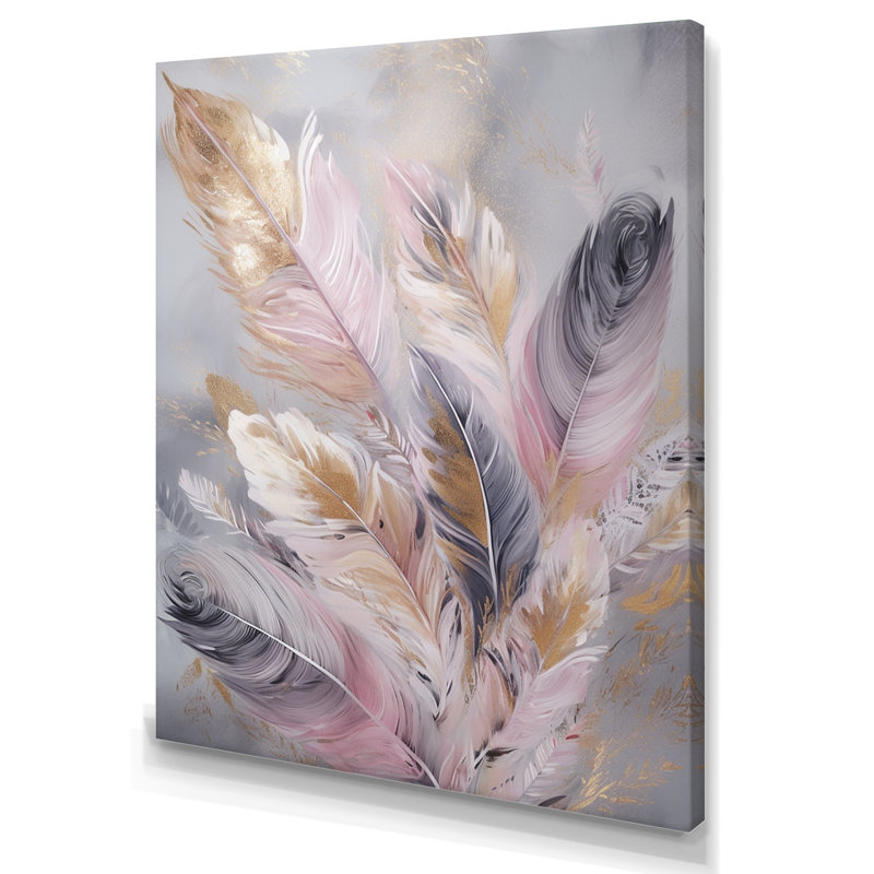 «Rosito Pink Feather Wanderlust», reproduction sur toile, H 32 po x l 24 po x P 1 po, Toile tendue