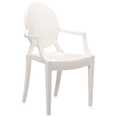 Louis Ghost Premium All-Weather Wicker Outdoor Stacking Dining Armchair