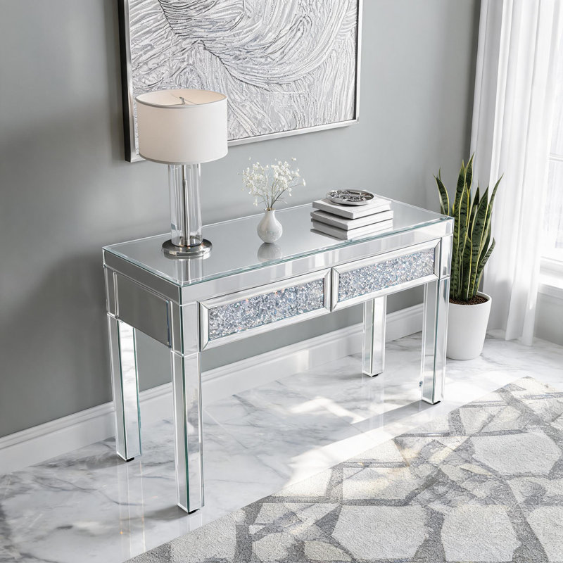Console à miroir en diamant concassé