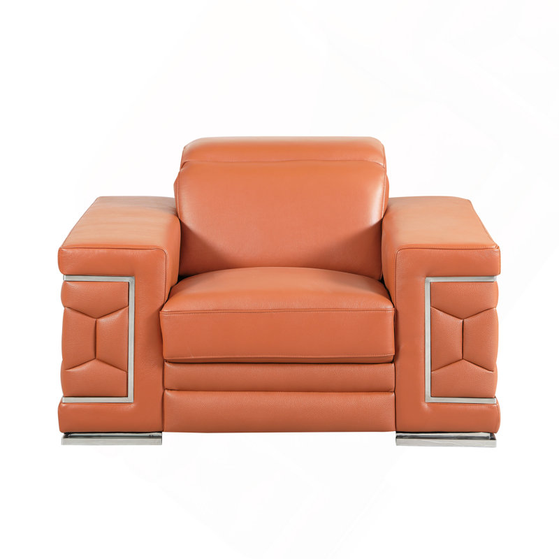 Chaise en cuir fleur, Orange