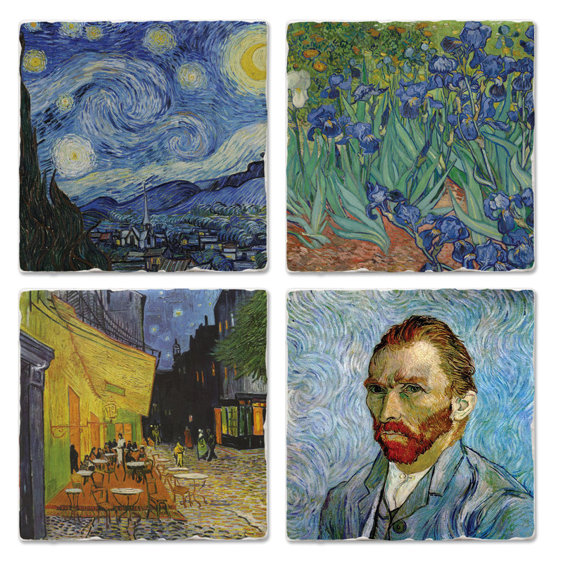 Thirstystone Van Gogh Classics 4-Pack Assorted Tumbled Tile Coasters