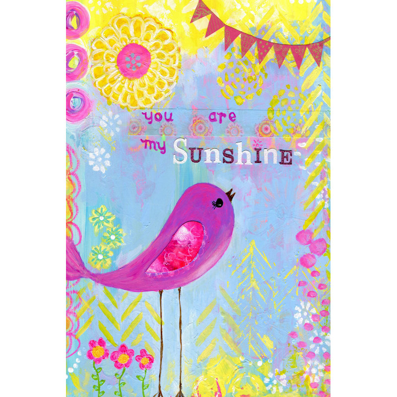 Sunshine Purple Bird Canvas Wall Art with Inspirational Quote
