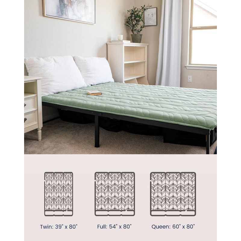 Japanese Floor Mattress Futon Mattress Queen Size, Thicken Roll Up Tatami Mat W/ 100% Cotton Washable Cover, Portable & Foldable Floor Bed Mattress For Sleeping, Dormitory, Adult Kids, Green