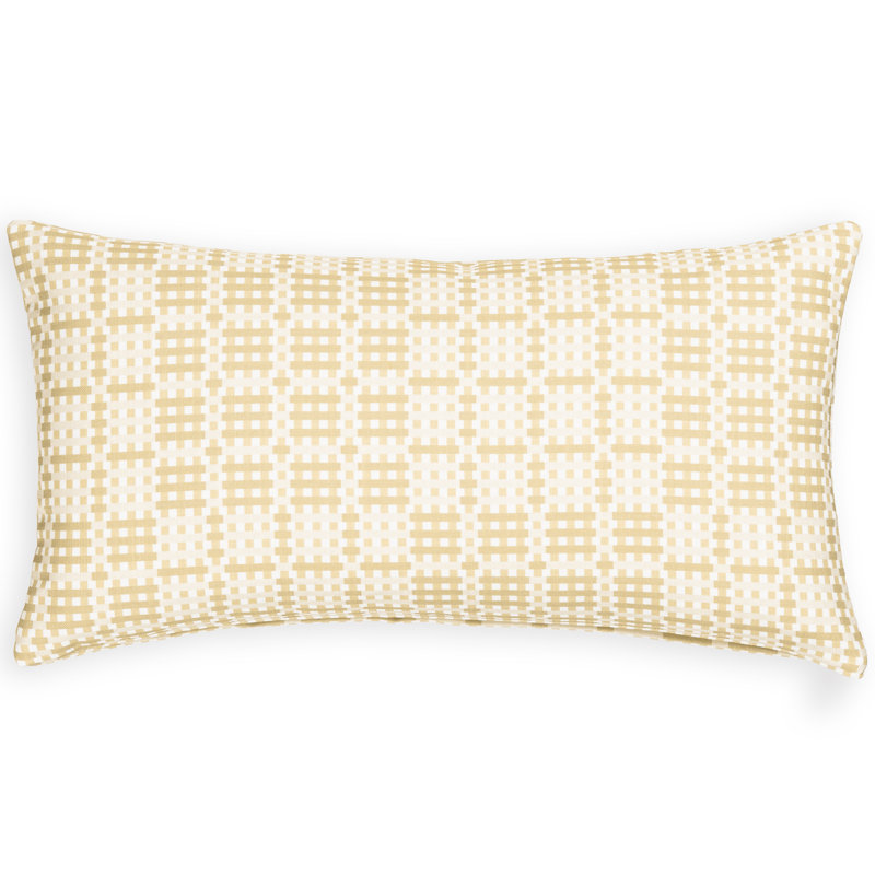Pixel Check Accent Pillow, Feather, Sand/Beige Geometric, Rectangular 12"H x 21"W