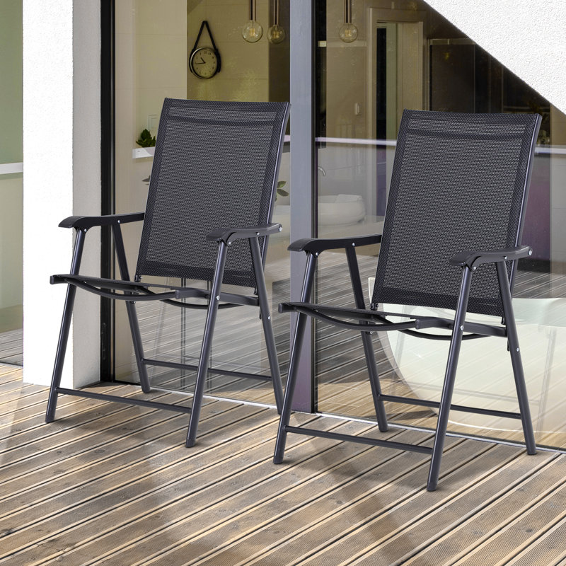 Folding Patio Dining Armchair, Black