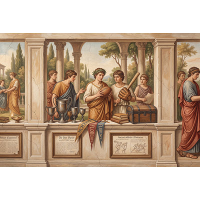Classical Mural Wallpaper Roman Togas Columns And Arches Removable Wall Decor