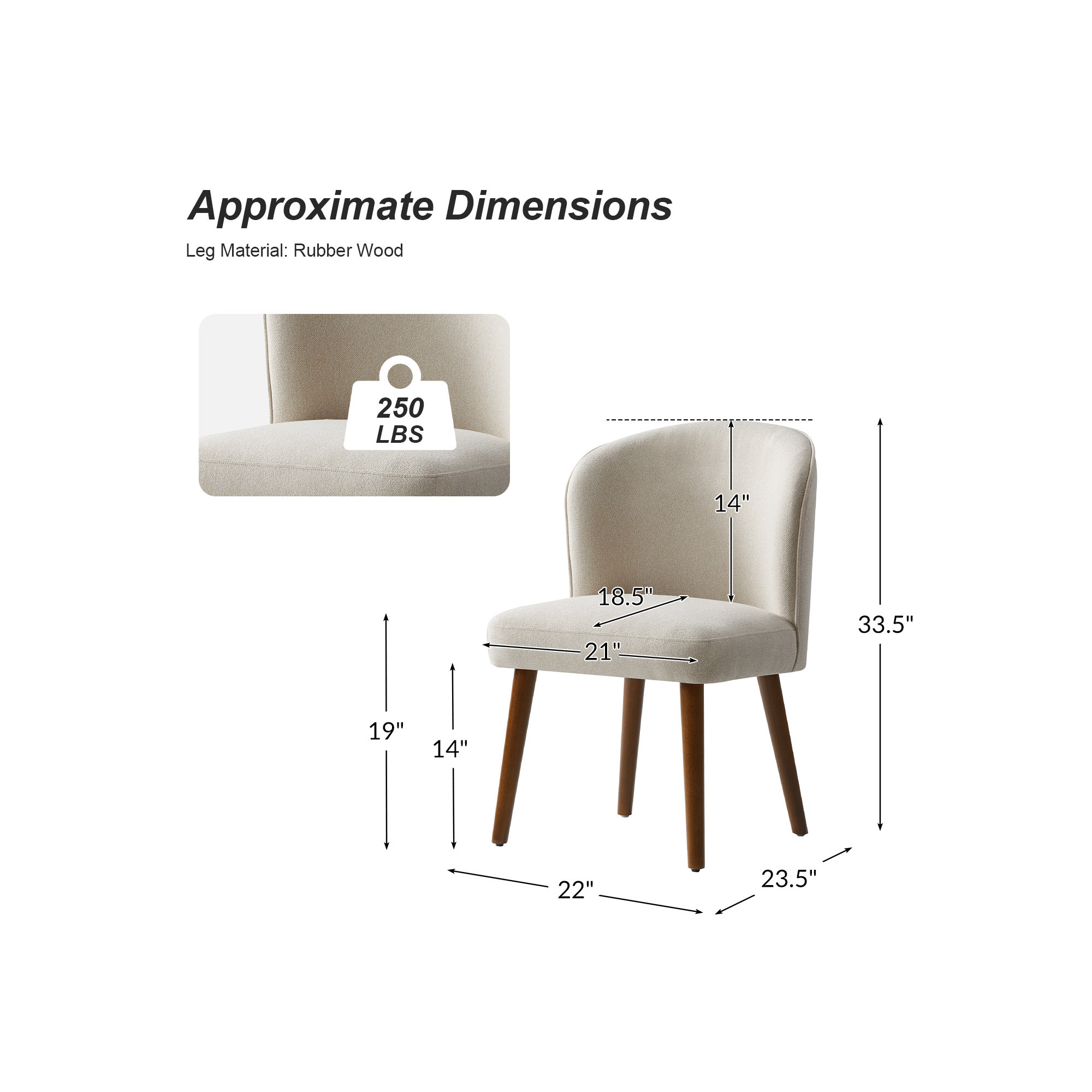 Palmdale Mid-Century Modern Upholstered Dining Chair Set, Linen, 6