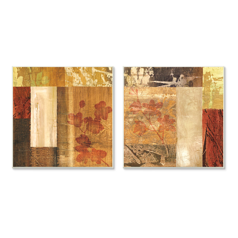 «Abstract Tapisserie Style Patterns Neutral Collage» par Martine Reynaud, ensemble de 2 reproductions d'impressions