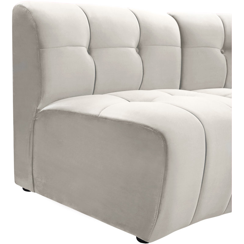 Canapé modulaire de coin symétrique en velours de 173 po de largeur Jedson, Velours crème