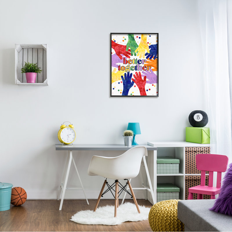 «Better Together», expression artistique pour enfants, Giclée encadrée noir minuit, H 14 po x l 11 po x P 1,5 po