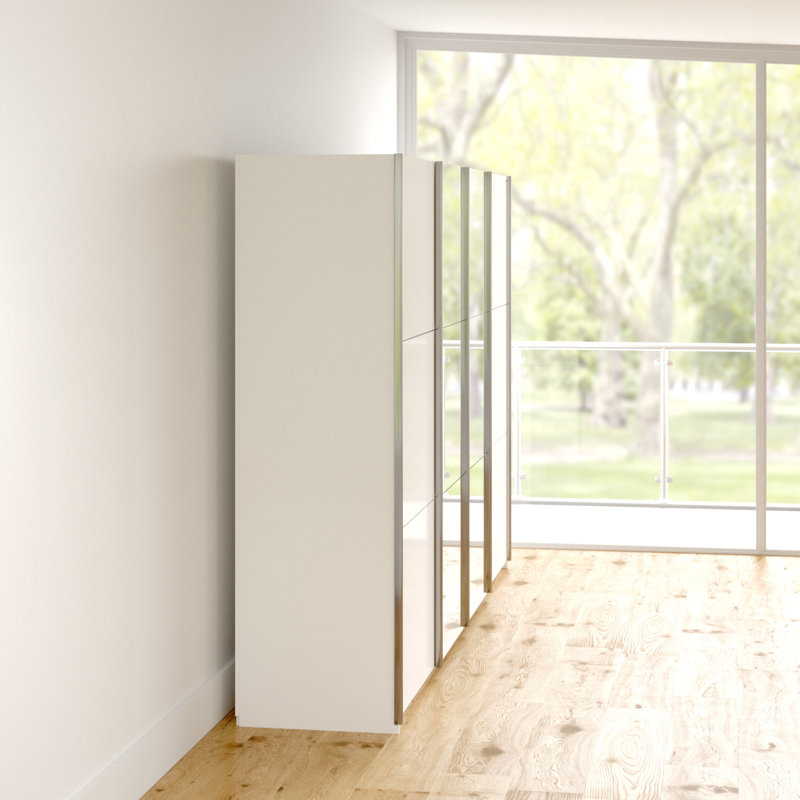 Caouette 4 Door Manufactured Wood Wardrobe, Cream/Walnut