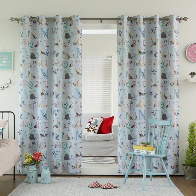 Paire de rideaux obscurcissant avec œillets Acevedo, l 52" x L 63", Bleu ciel