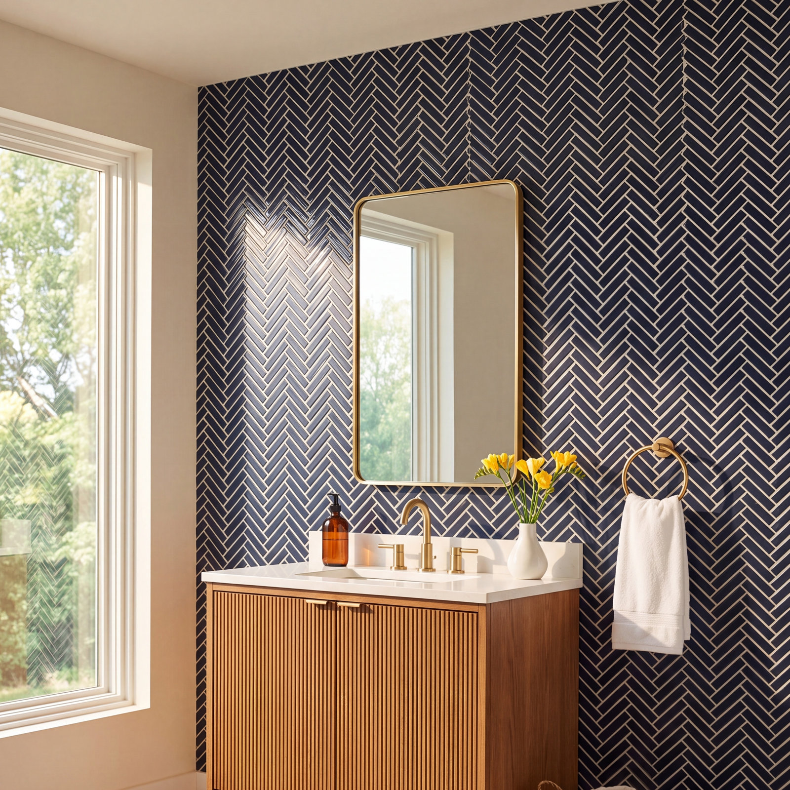 11" x 11" Porcelain Mosaic Tile, Royal Blue