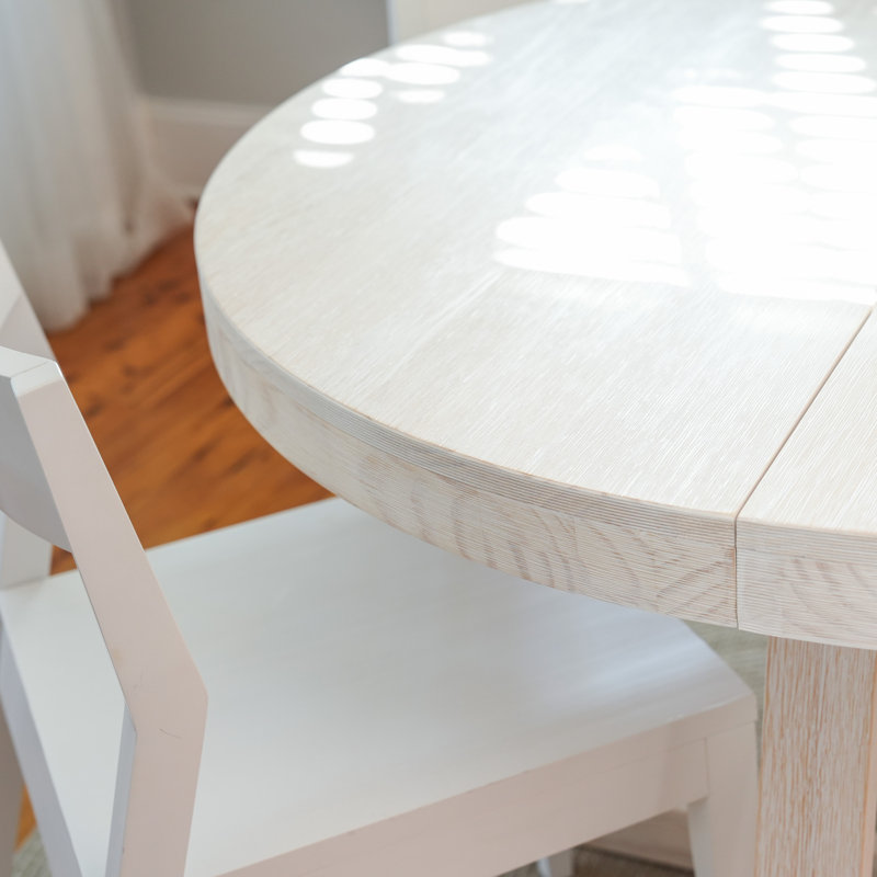 Carlesha Solid Pine Wood Round Dining Table, White Sand