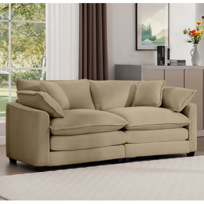 80.31" W Modern Corduroy 2-Seat Upholstered Sofa With 4 Pillows