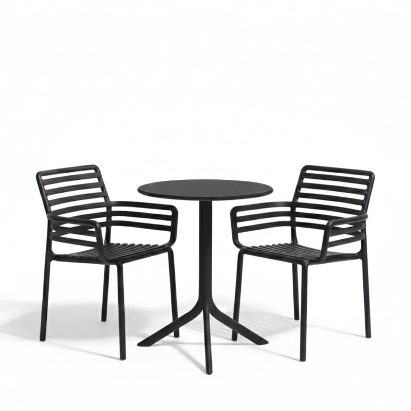 2 - Person Patio Dining Set Round Table, Black