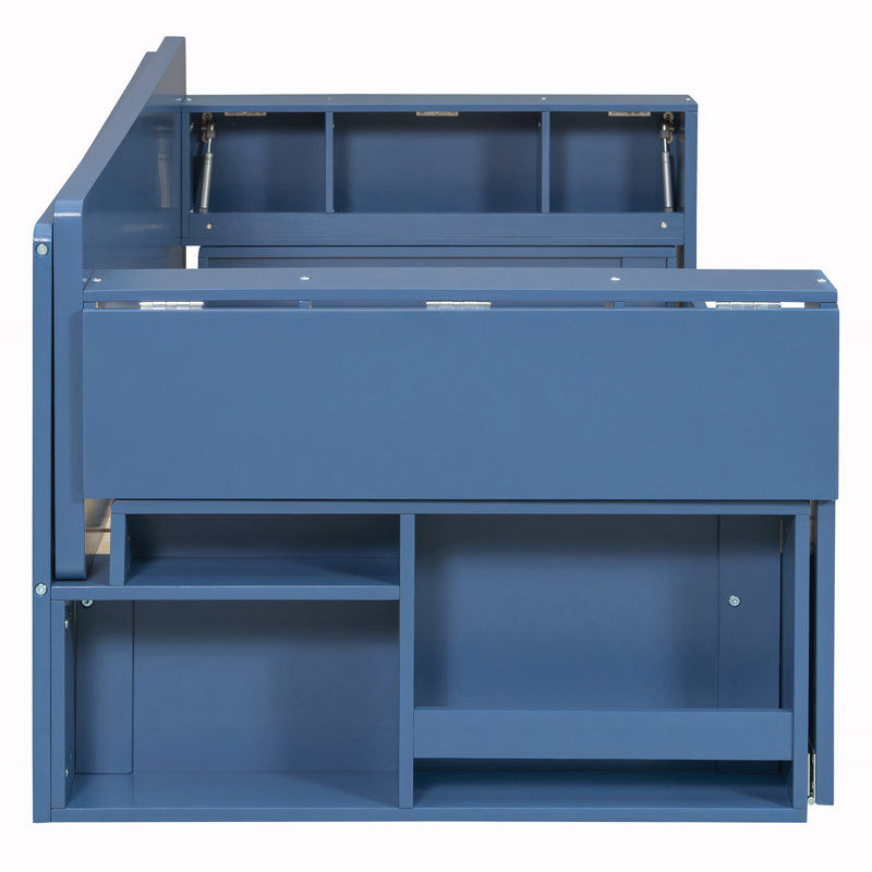 Grand lit de jour avec bureau amovible, Grand lit, Bleu