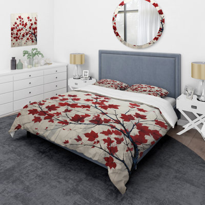 Ensemble de housse de couette Red Leaves Scarlet Simplicity - Leaves