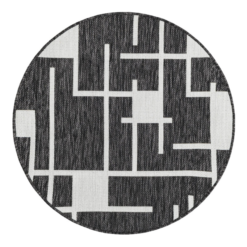 Tapis intérieur / extérieur d'extérieur moderne, Rond 3 pi 3 po