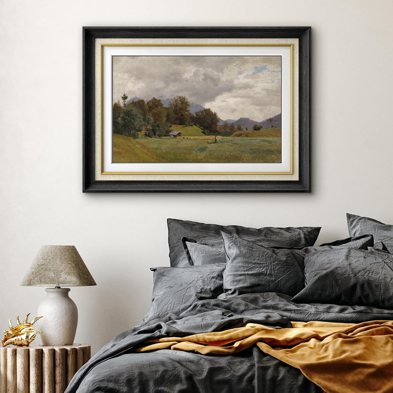 Rustic Countryside Retro Countryside Village Forest Field - impression d'un seul cadre, Cadre noir, Pas de tapis