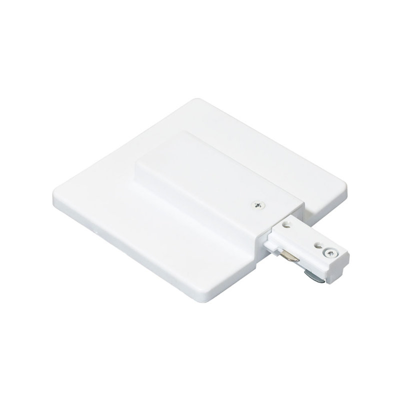 End Feed with Outlet Box Cover, White