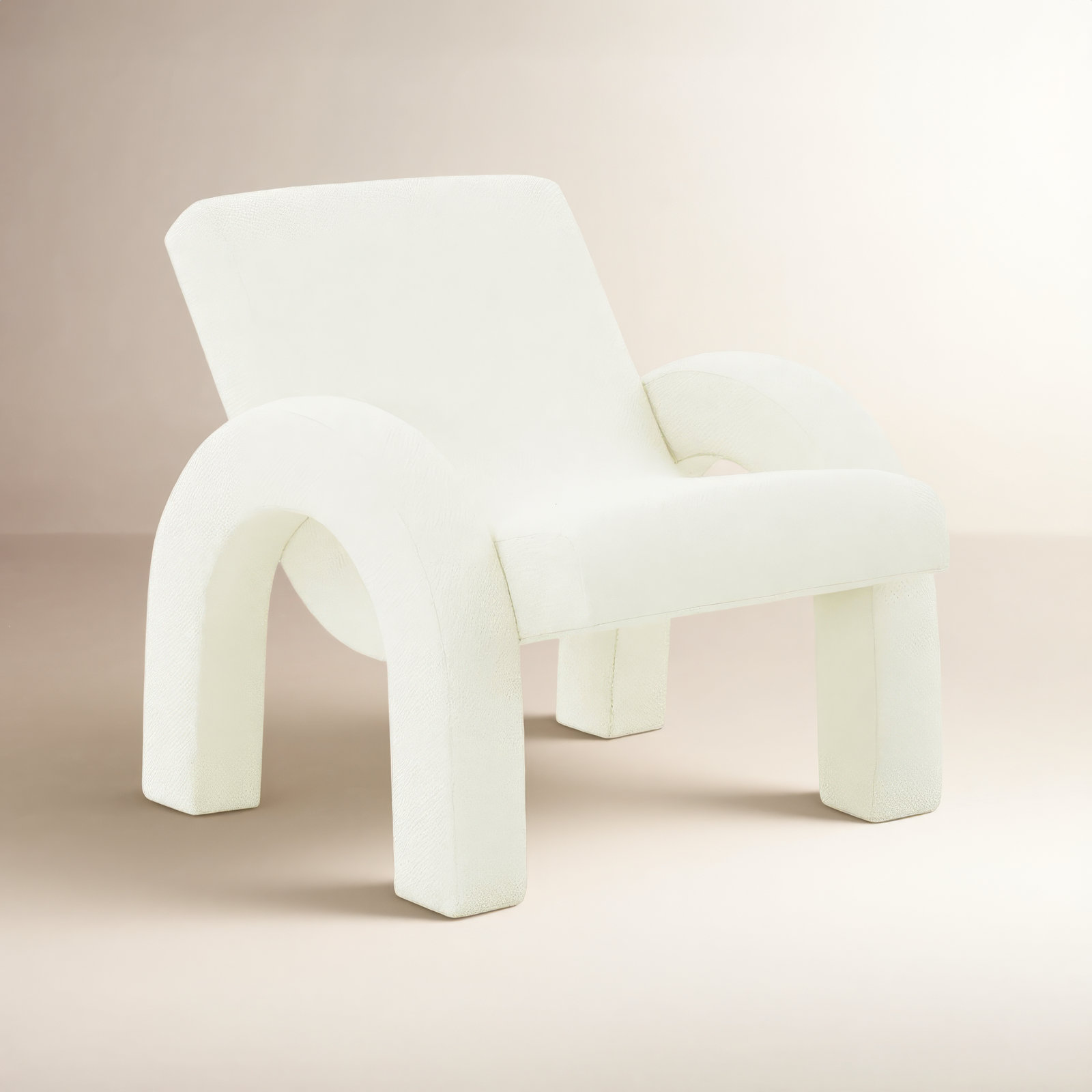 Isle Pine Armchair, Ivory Polyester Blend