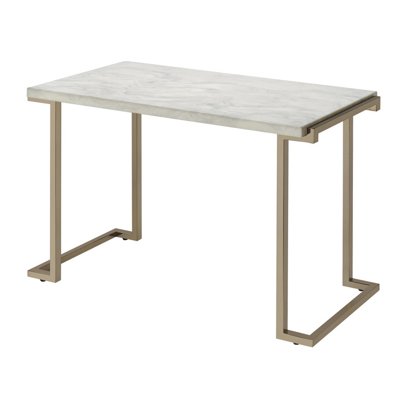 Sofa Table, Engineered Stone Top & Champagne