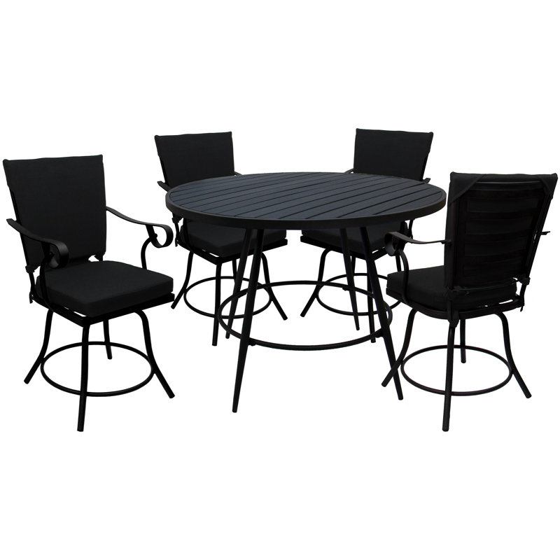 Ensemble repas extérieur pour 5 personnes Remelda, Noir, Noir